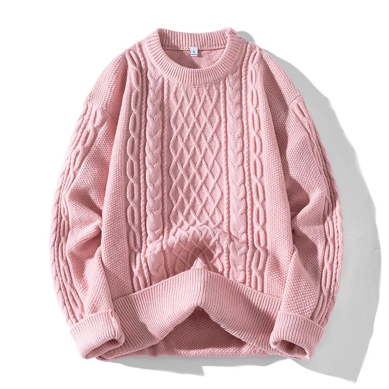 Autumn Winter O-Neck Knitted Sweater - Casual Loose Fit Pullover