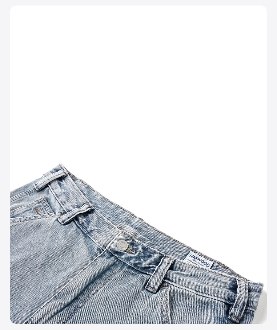 Men's Loose Fit Cargo Jeans - Relaxed Denim Trousers
