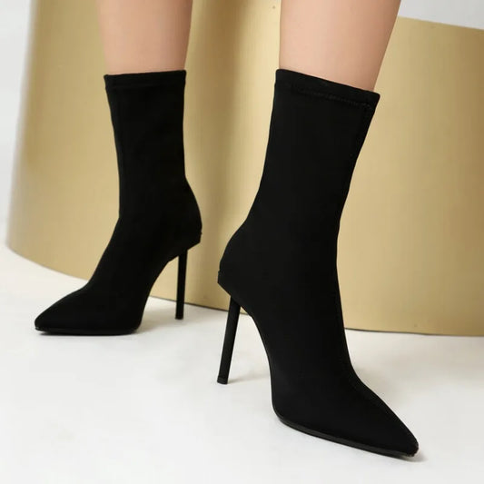 Suede Elastic Ankle Boots
