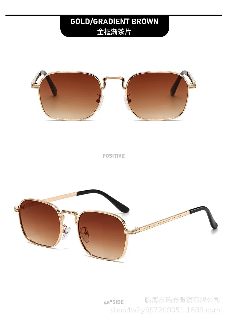 Retro Square Oval Metal Sunglasses - UV400 Protection for Women & Men