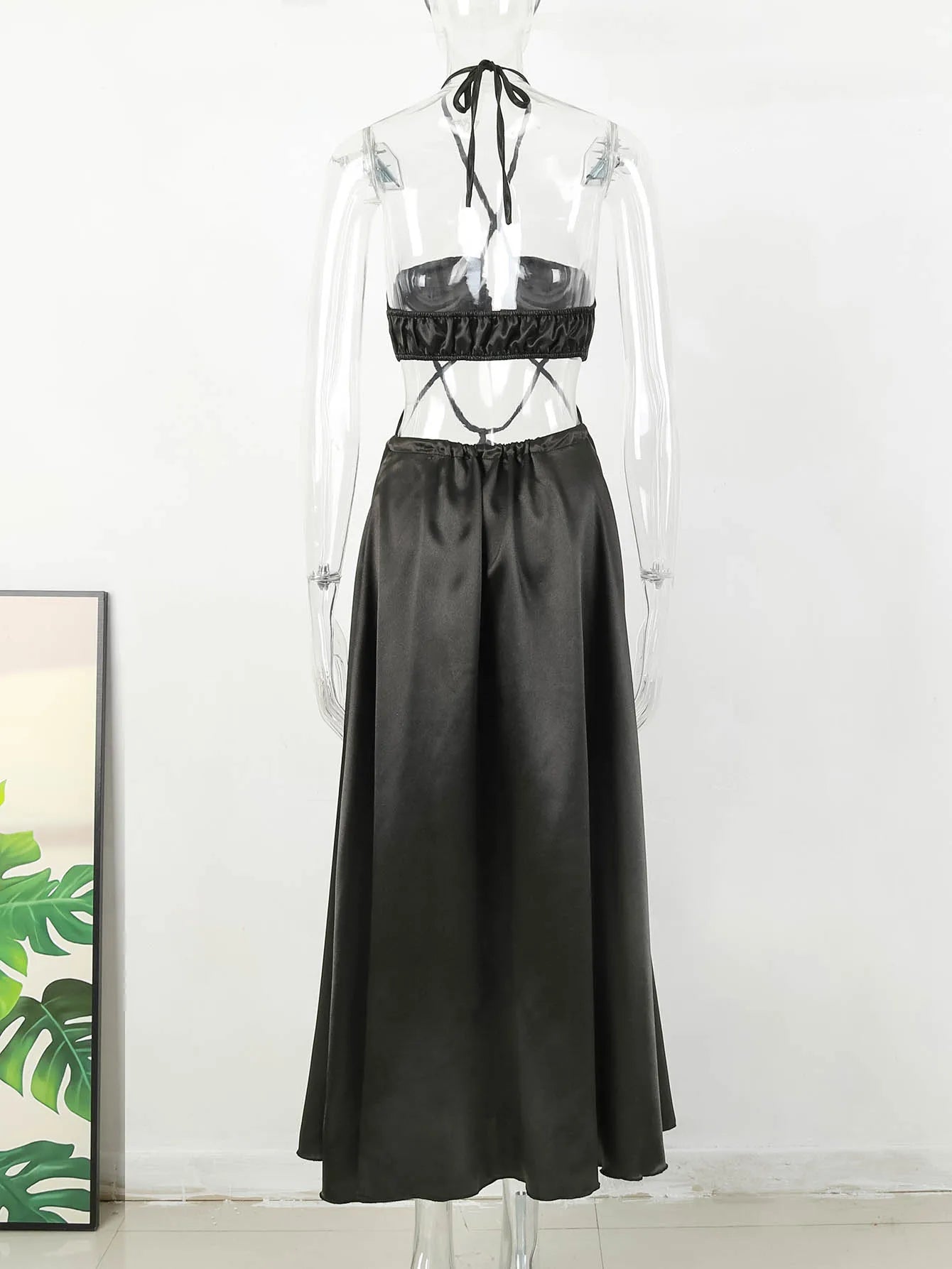 Women's Lace-up Waist V-Neck Suspender Dress