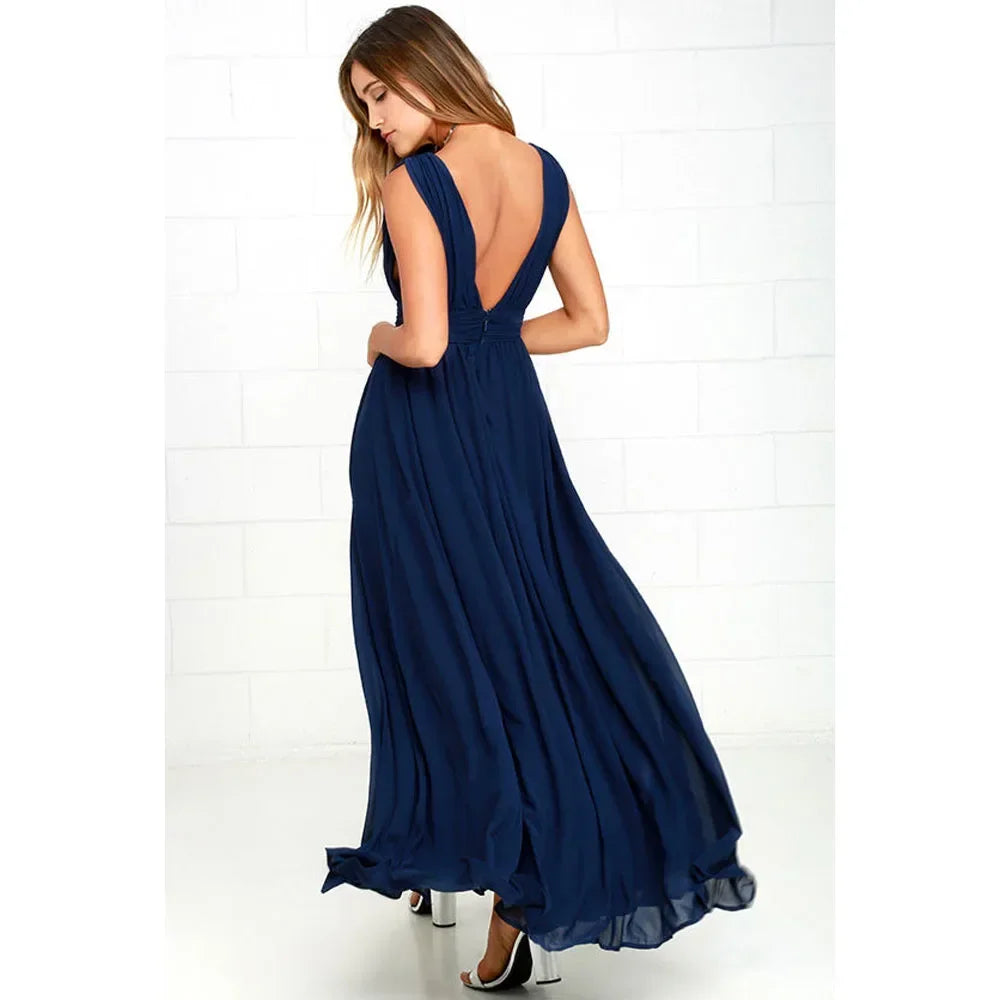 Women Backless Mesh Long  maxi Summer Dress