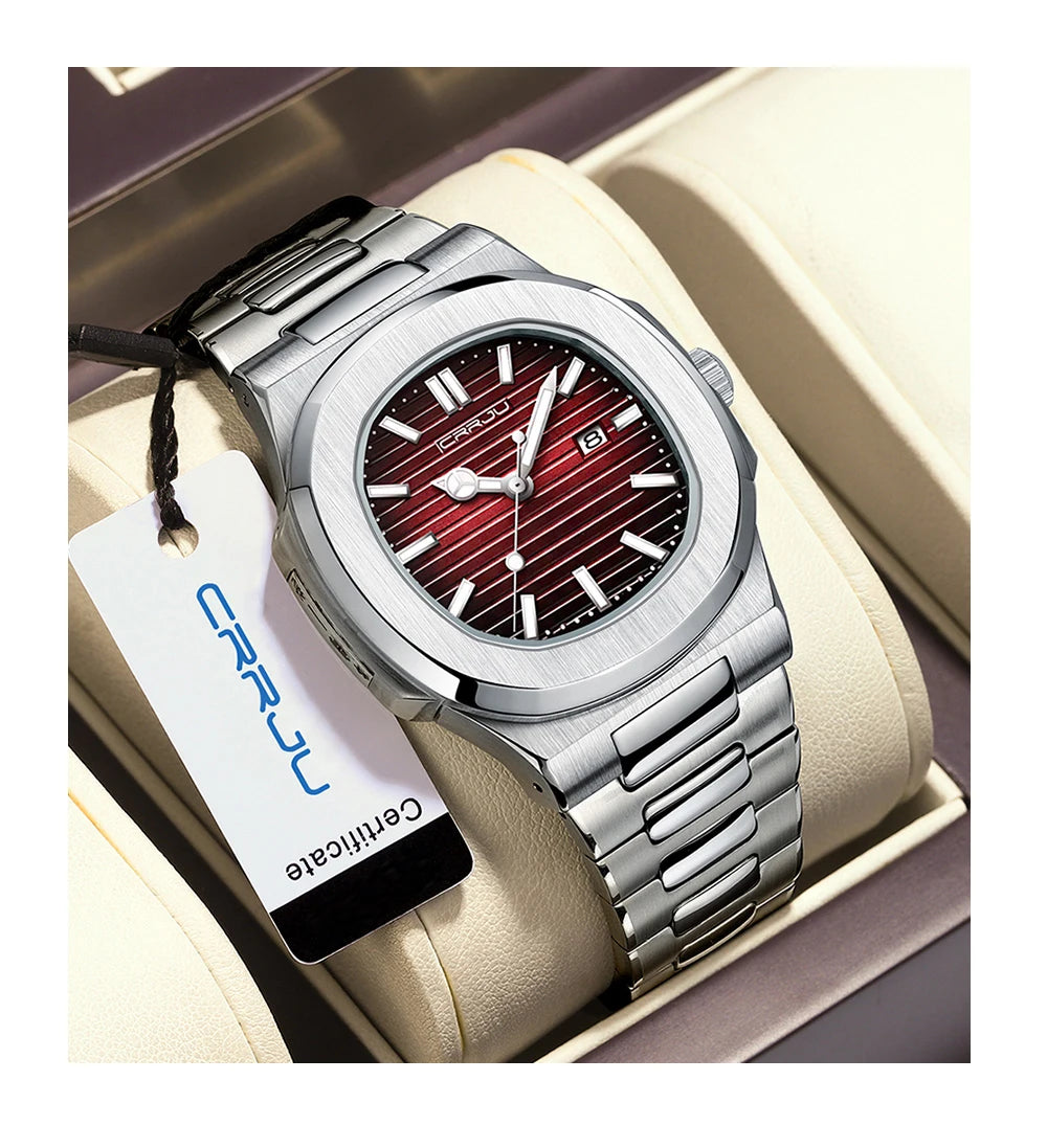 Men's Sports Watch - Square Dial Waterproof with Luminous Date Display