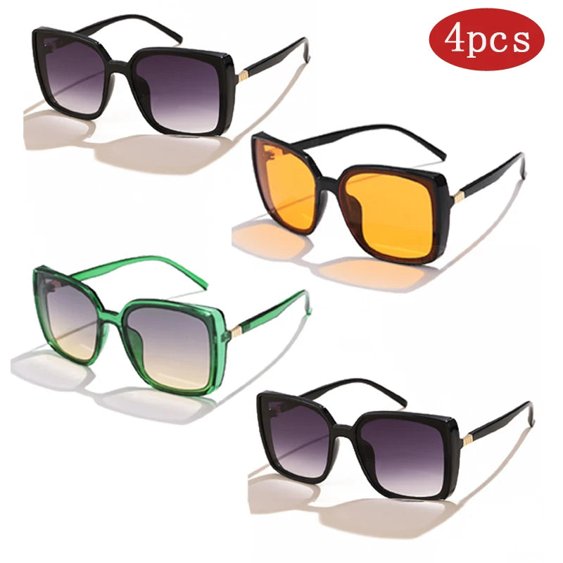 Women's 4 Pack Fashion Square Sunglasses