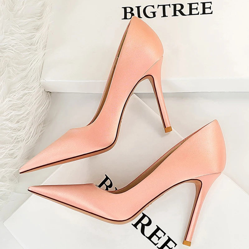 Silk Stiletto Pumps - Spring High Heels Plus Size Available