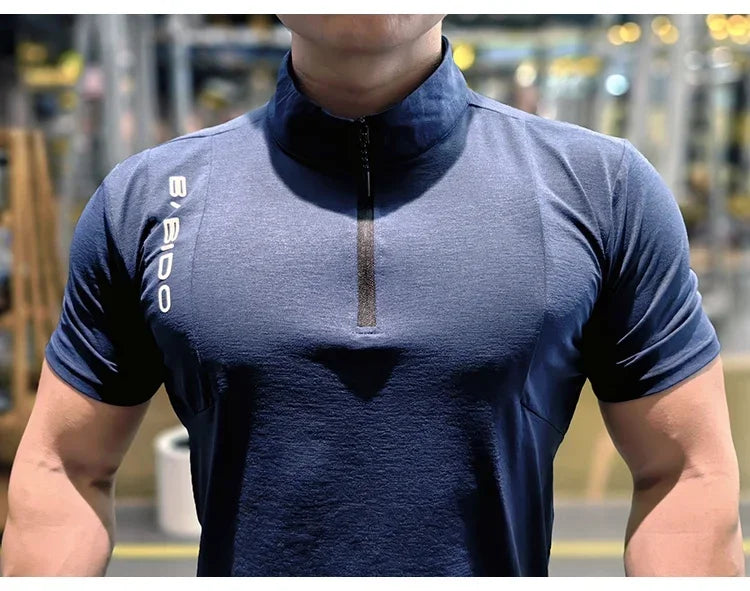 Men's Fitness Sport Clothing Bodybuilding Training Gym Running Short Sleeve Muscle Fit Top Quick Dry Rashguard T-Shirt