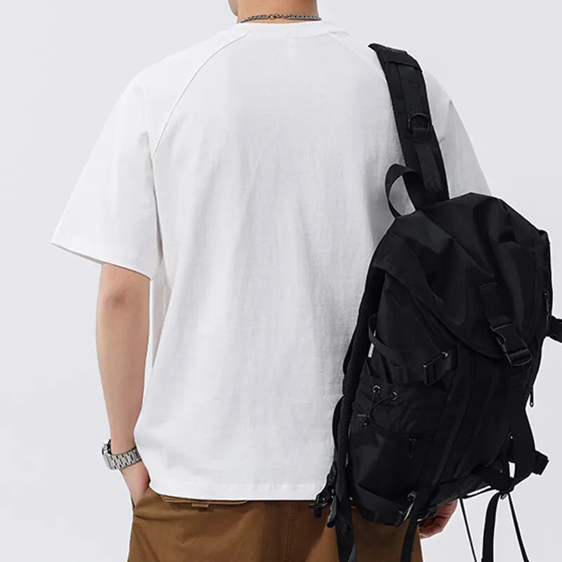 Men's Summer Henry Collar Short Sleeve Cotton Loose Casual Pullover Breathable T-Shirt