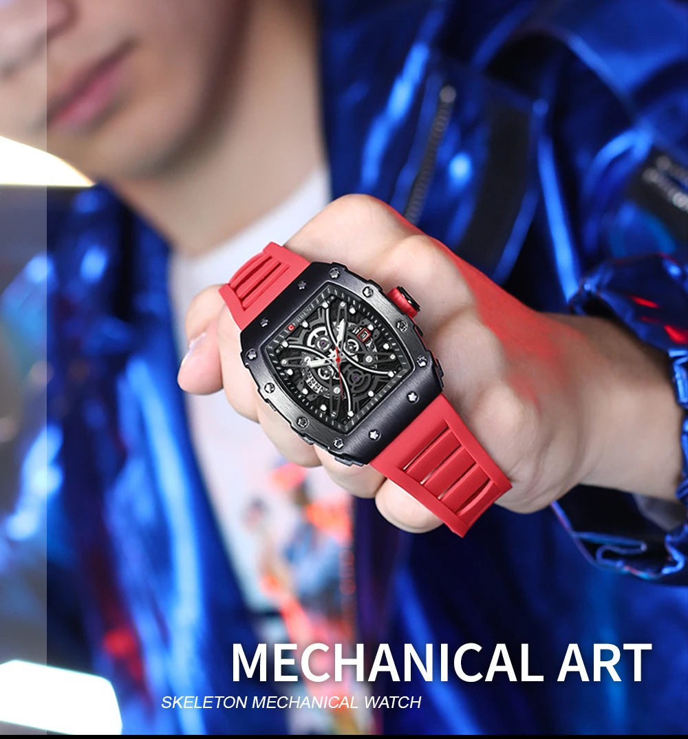 Men's 3D Quartz Stainless Steel Watch - Waterproof with Silicone Strap