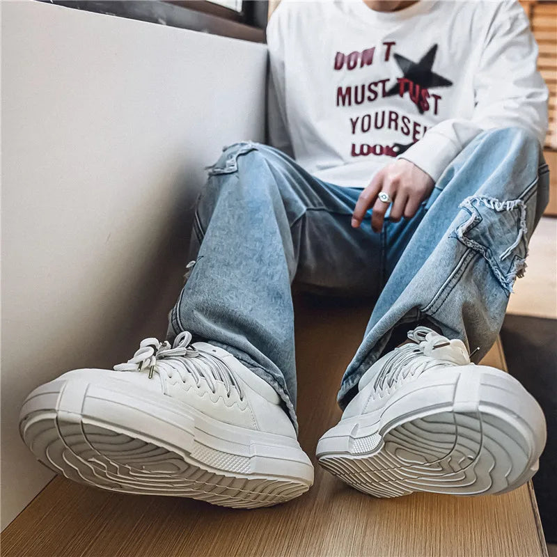 Men's Casual strap Design  Skateboard Trainers Sneakers