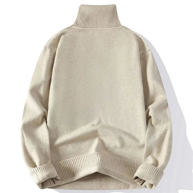 Men's Turtleneck Knitted Sweater - Slim Fit Pullover