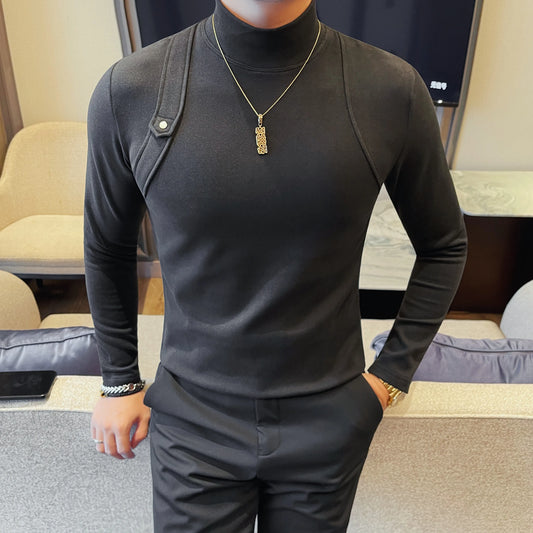 Mock Neck Slim Fit Long Sleeve T-Shirt