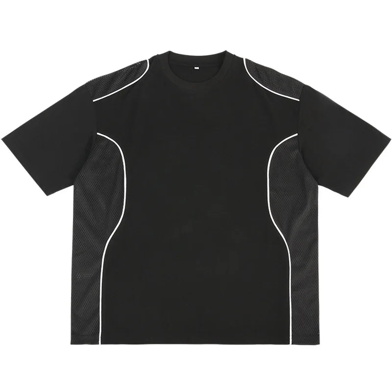 Men's Mesh Panel Cotton T-Shirt - Breathable Tee
