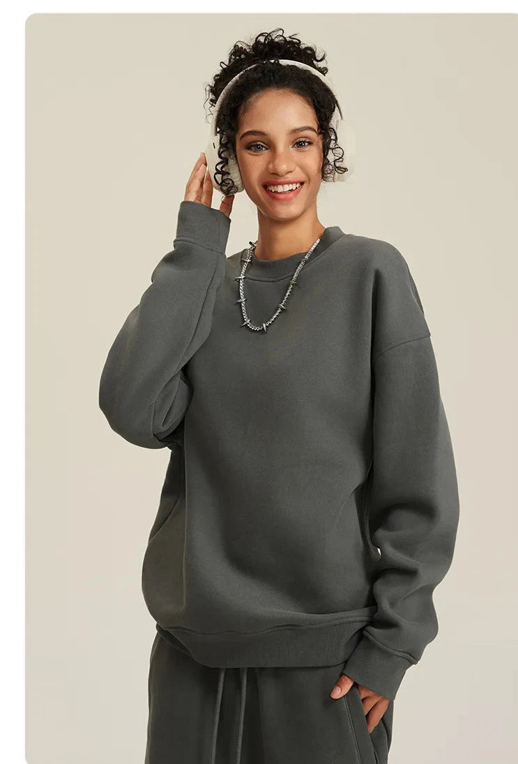 Unisex Round Neck Oversized Sweatshirt and Joggers Set