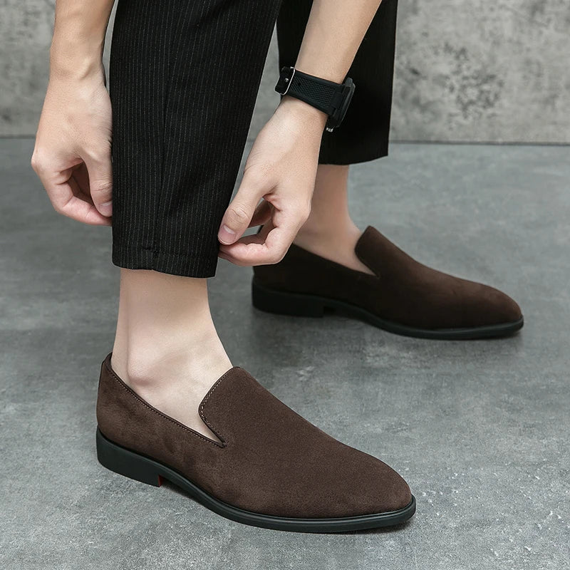 Men's Suede Leather Slip-On Loafers - Business Boat Shoes