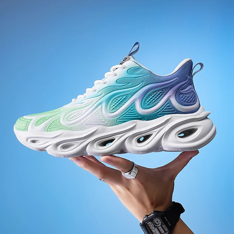 Men's Casual Sneakers Breathable Sports Light Running Tennis Sneaker Lace Up Platform Trainers Shoes