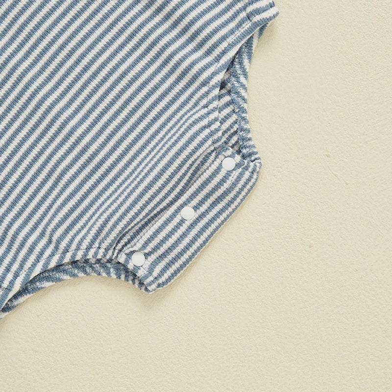 Baby Easter Romper - Stripe Rabbit Carrot Embroidery Long Sleeve Bodysuit