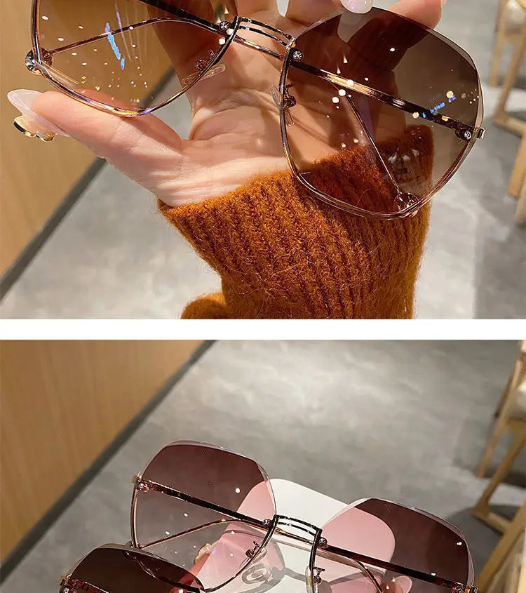Women's Polygonal Metal Sunglasses - Retro Driving Eyewear