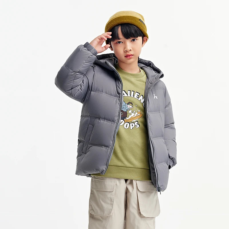 Children's Three-Proof Down Jacket - Hooded Winter Coat with Print