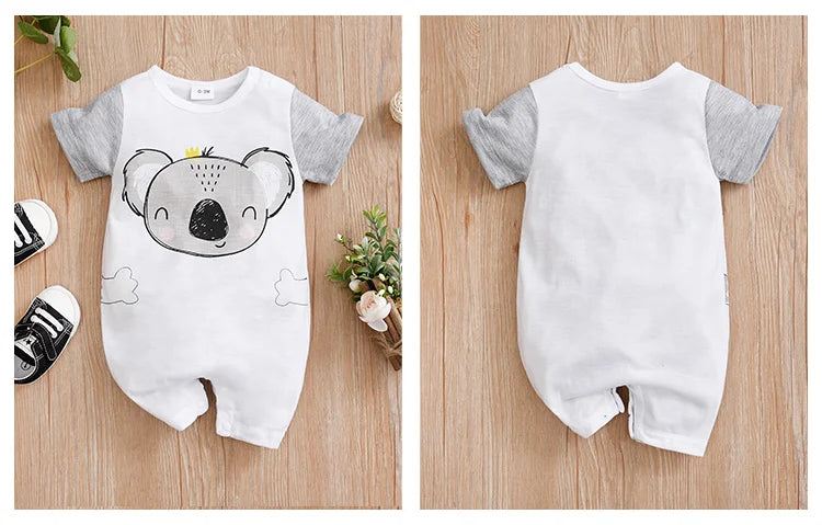 Baby's and Children's Cute Cartoon Kaola Print Casual Comfortable Short Sleeve Baby Bodysuit