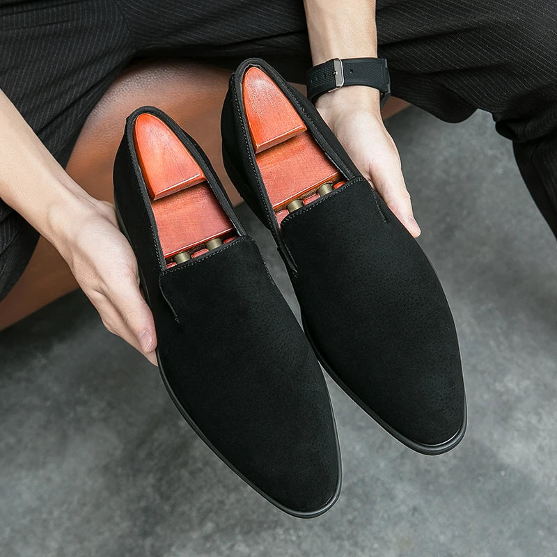 Men's Suede Leather Slip-On Loafers - Business Boat Shoes