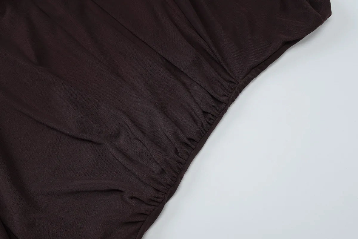 Women's Elegant Neck Scarf Ruched Backless Maxi Dress - Slip Gown