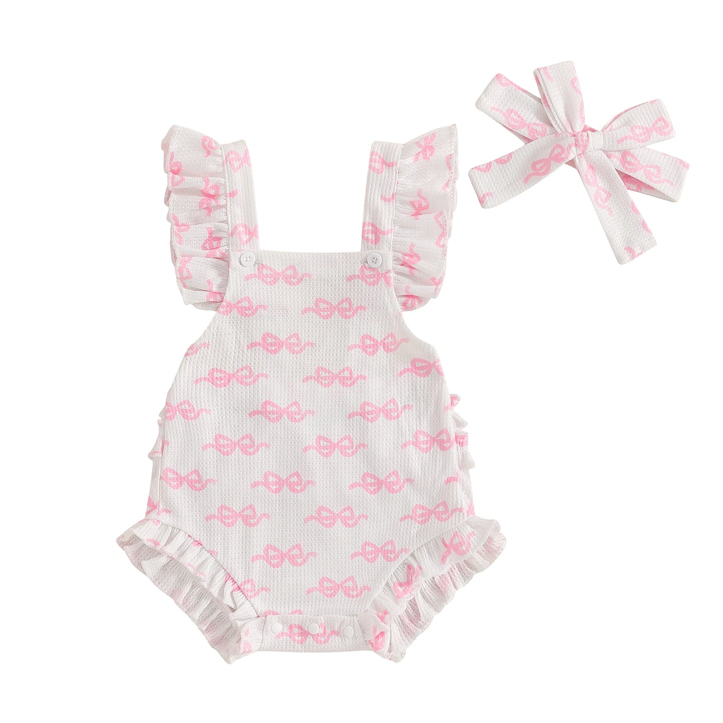 Lovely Baby Girls Romper Set with Headband (0-18M)