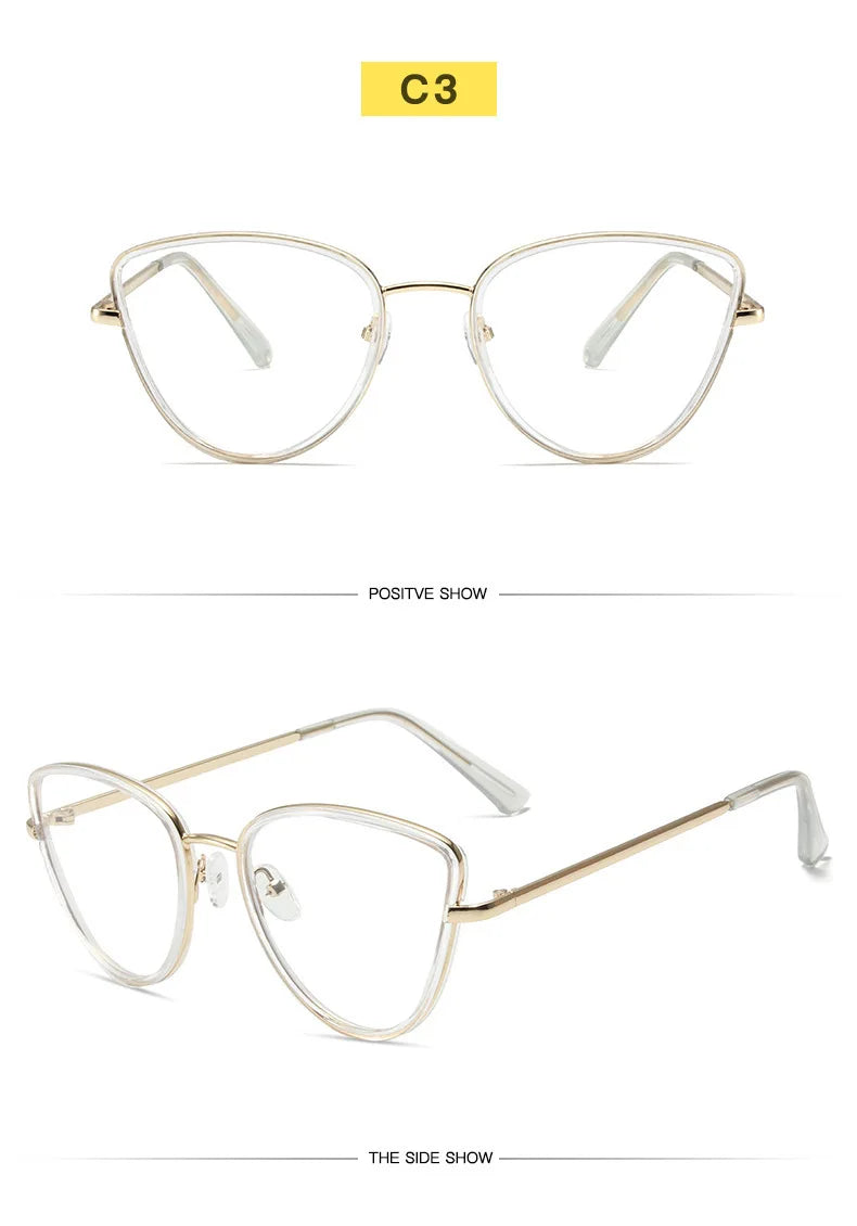 Fashion Cat Eye Eyeglass Frame - Anti Blue Light Prescription Compatible for Women