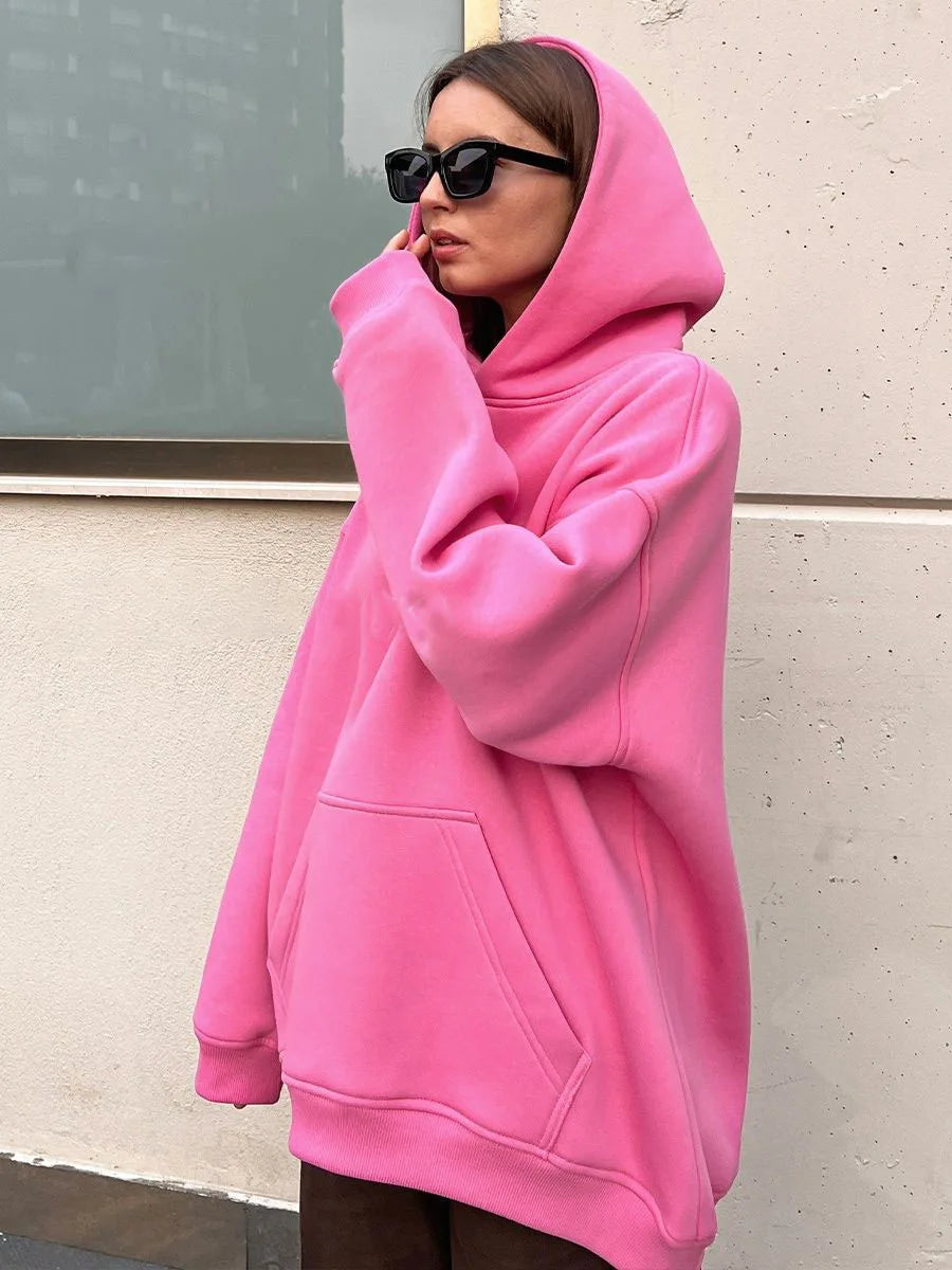 Women's  Oversized Fleece Pullover Hoodie