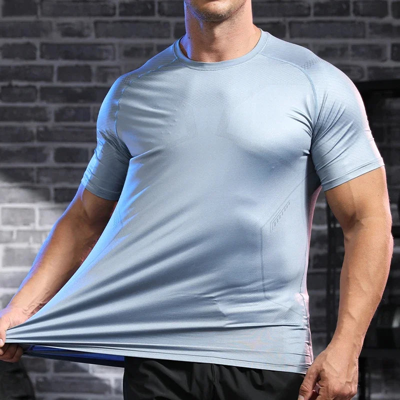 Men's Short Sleeve Breathable Gym Fitness Muscle Fit Shirt Yoga Running T-shirt