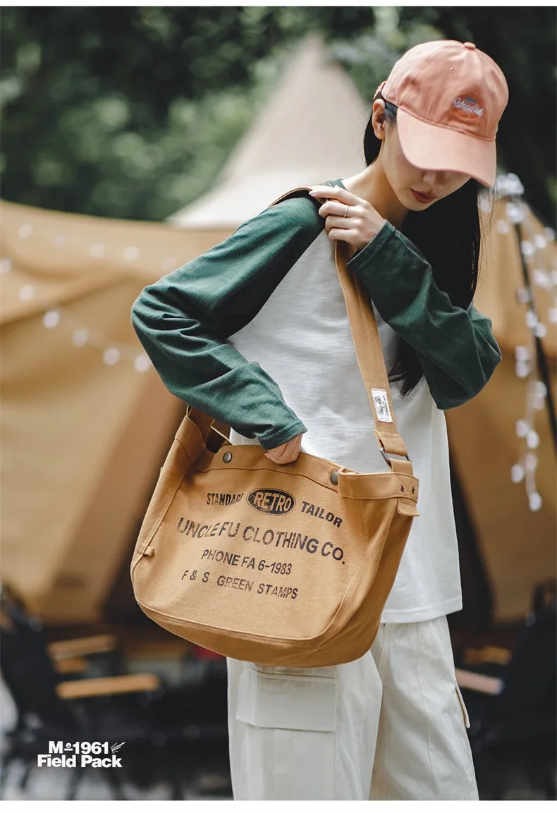 Retro Canvas Messenger Bag - Large Capacity Crossbody Tote