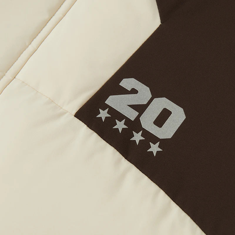 Mid-Length Down Jacket Men - Color Block Hooded Sports Style Winter Coat