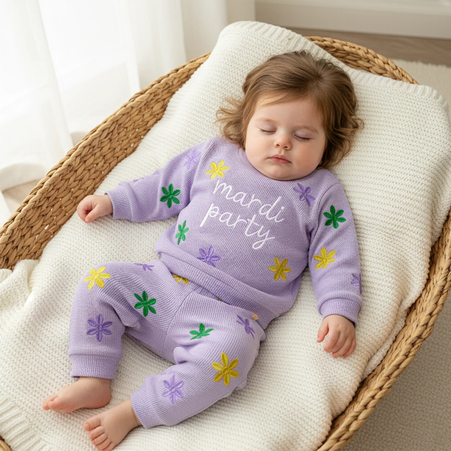 Toddler Kids Girls Carnival Long Sleeve Letter Floral Embroidery Sweatshirt and Pants Set