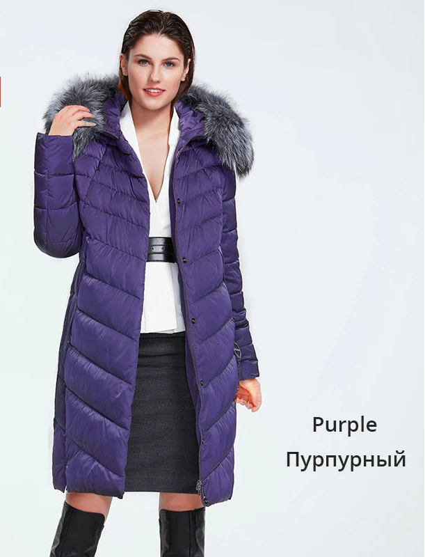 Plus Size Winter Down Jacket with Fur Collar