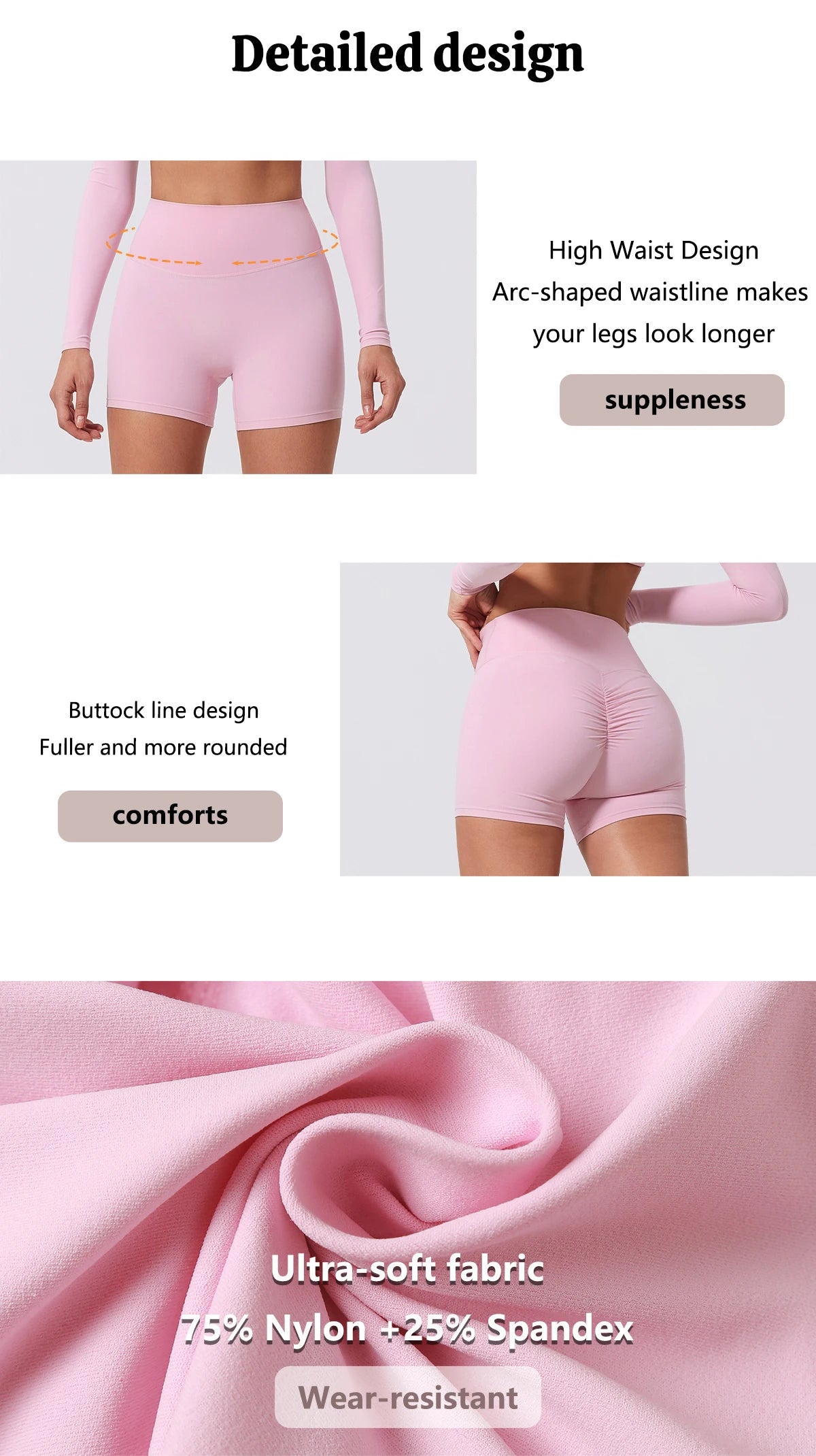 Women's Elastic Scrunch Yoga Push Up Gym Leggings Cycling Workout Short Quick-Dry High Waist Sports Shorts