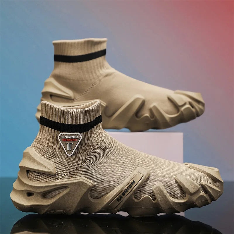 Men's Sports Mesh Slip On Comfortable High Top Shoes Sneakers
