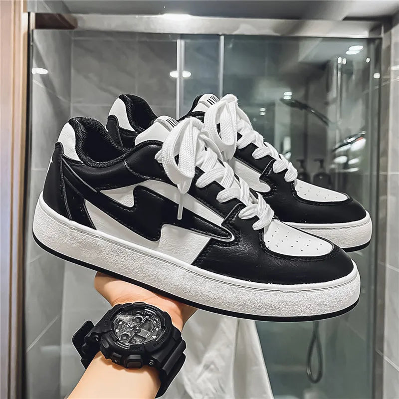 Men's Casual Sneakers Lightning Design Platform Skateboard Shoes Tennis Sports Shoes Outdoor Comfortable Vulcanized Sneakers