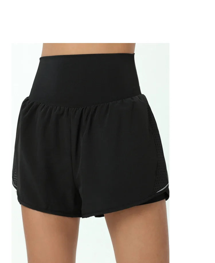 Women's High Waist 2 In 1 Running Breathable Quick Dry Pocket Fitness Gym Sportswear Shorts