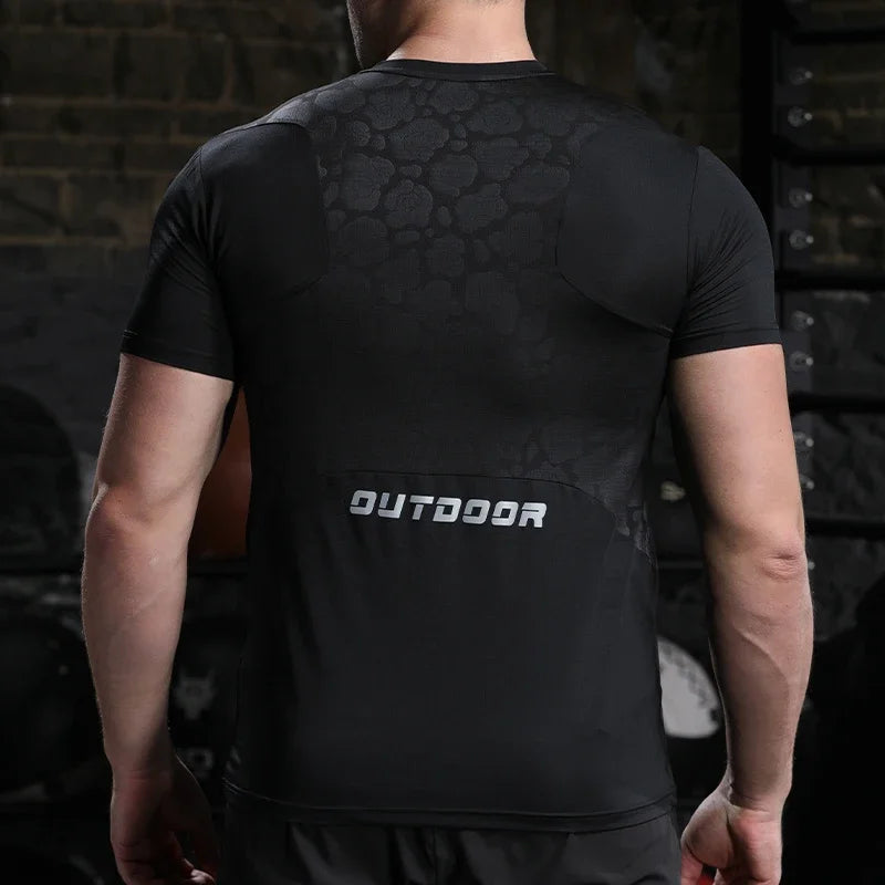 Men's Running Compression Dry Fit Short Sleeve Sport  Gym Fitness Jogging Sweatshirt Athletic T-Shirt Top