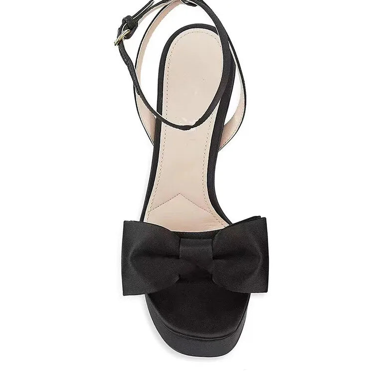 Women's Butterfly Rhinestone Thick Heel Sandals - Open Toe Party Shoes