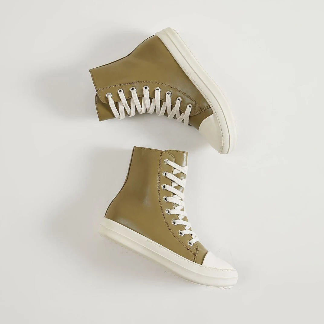 Unisex Mid-Calf Boots - High Top Lace-Up Canvas Sneaker Boots