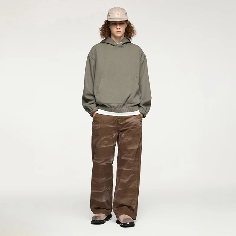 Men's Heavyweight Fleece Crop Boxy Premium Cozy Hooded Sweatshirt