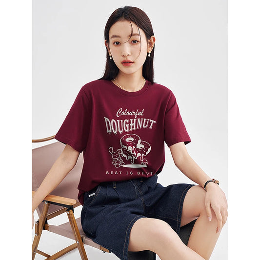 Women's Cartoon Rabbit Pure Cotton Short Sleeve Loose Versatile T-Shirt