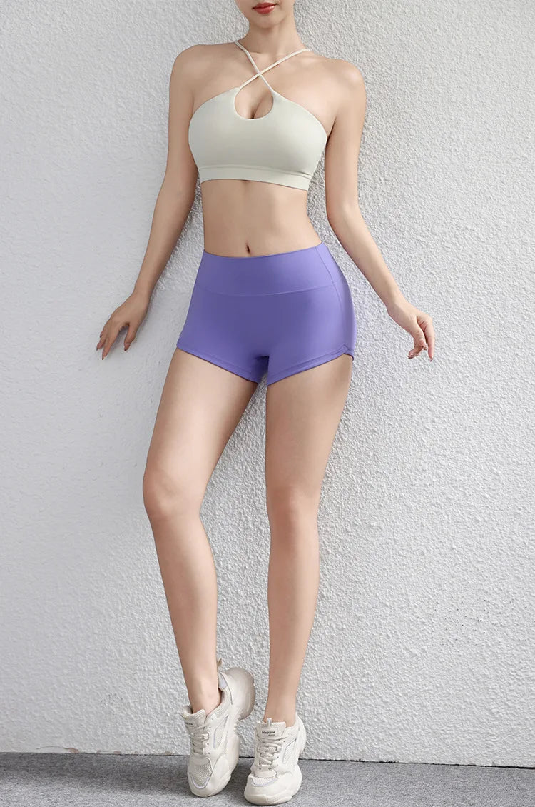 Quick-Dry Nylon Gym Shorts - High-Waisted Cycling Shorts