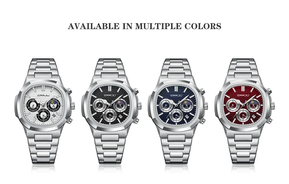 Men's Waterproof Pilot Chronograph Watch - Luminous Stainless Steel Timepiece