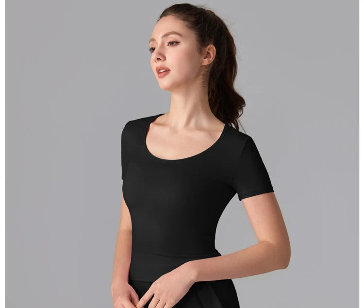 Women's Slim Fit Workout T-Shirt - Quick Dry Athletic Top for Yoga & Running