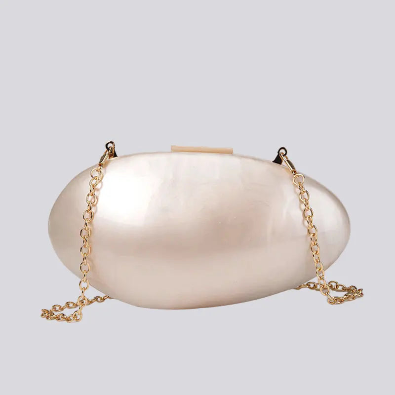 Women's Pearl Acrylic  Clutch Purse Mini Shell Chain Shoulder Crossbody Handbag