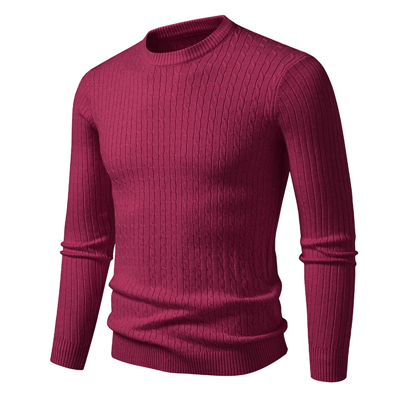 Slim Fit O-Neck Knit Pullover - Solid Colour Warm Sweater Unisex