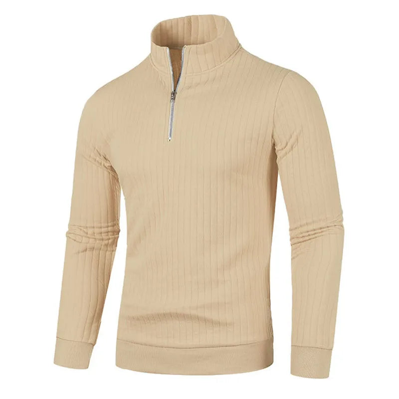 Half Zip Knitted Pullover - Men's Casual Stand Collar Sweater