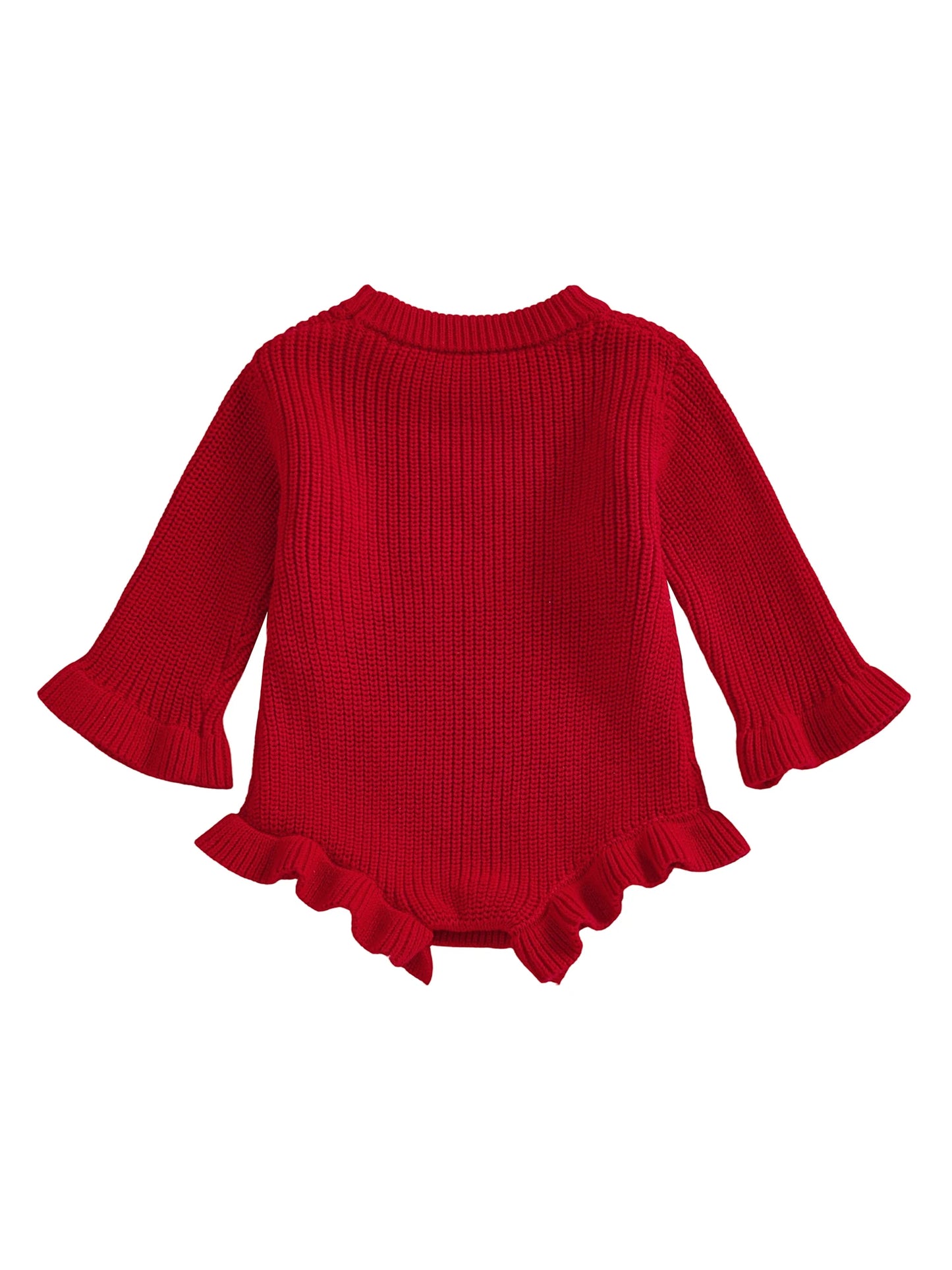 Baby Girls Boys Valentine's Day Sweater Romper - Letter Embroidery Long Sleeve Jumpsuit 0-18M