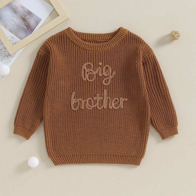 0-5Y Toddler Kids Boys Autumn Winter Sweater Long Sleeve Letter Embroidery Pullover Knitwear